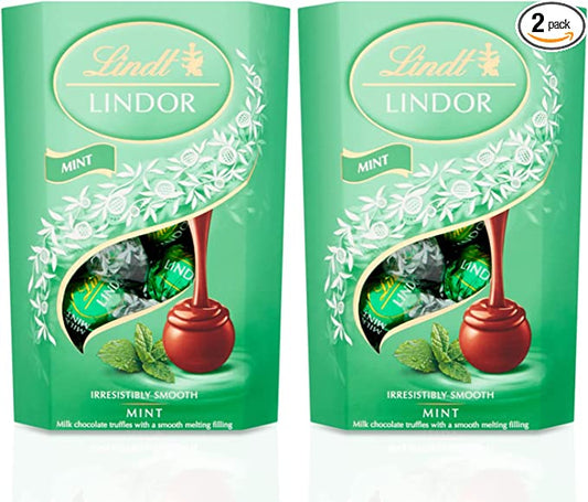 Lindt Lindor Milk Chocolate Truffles Box Bundles - Chocolate Balls with a Smooth Melting Filling, Multi Selection Pack of Lindt Chocolates 400g (2 × 200g Lindt Mint Chocolate)