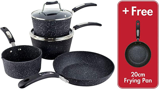 Scoville Neverstick 4+1 Piece Cookware Set - Non Stick, Soft Touch Handles, Free 20cm Frying Pan Included